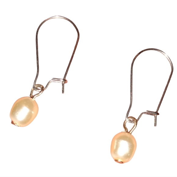 Cream Baroque Pearl Handmade Earrings Stainless Steel Ivory Pearls Minimalist - Picture 1 of 4